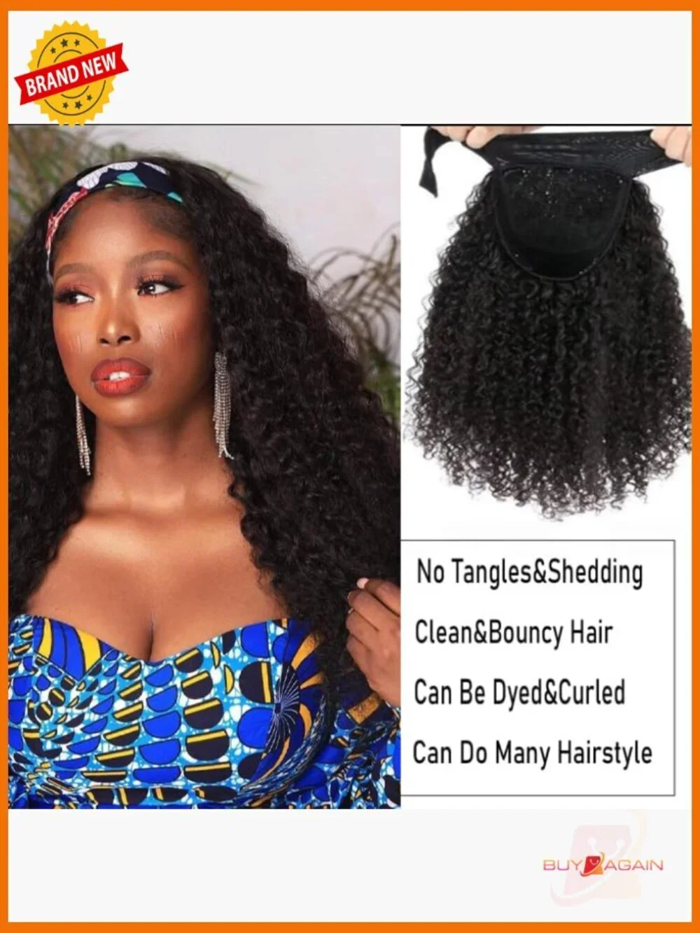 Deep Wave Human Hair Headband Wig 26 Inch 180 Density Glueless Half Wig